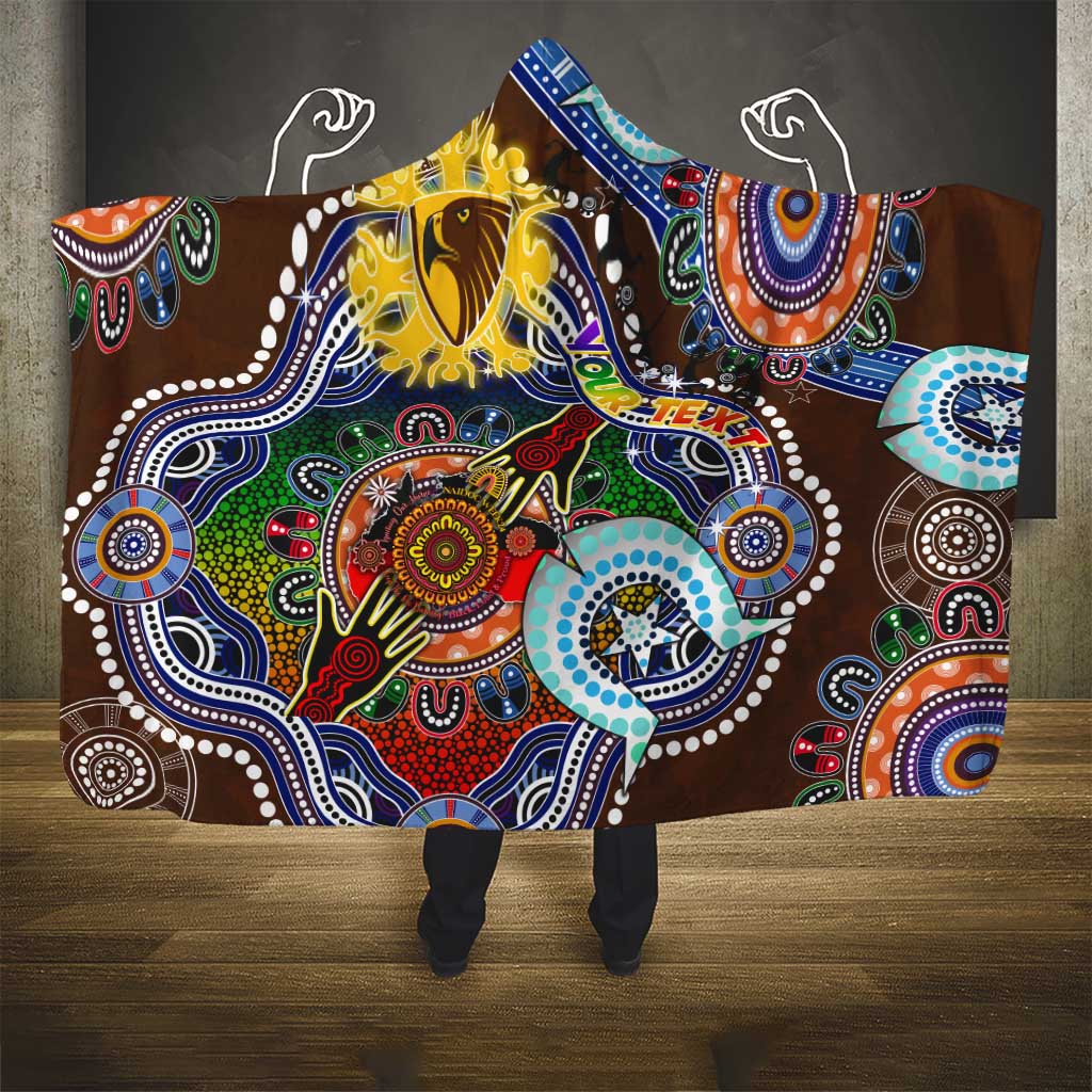 Custom NAIDOC Week 2024 Hawthorn Hawks Hooded Blanket Australia Aboriginal Dot Painting