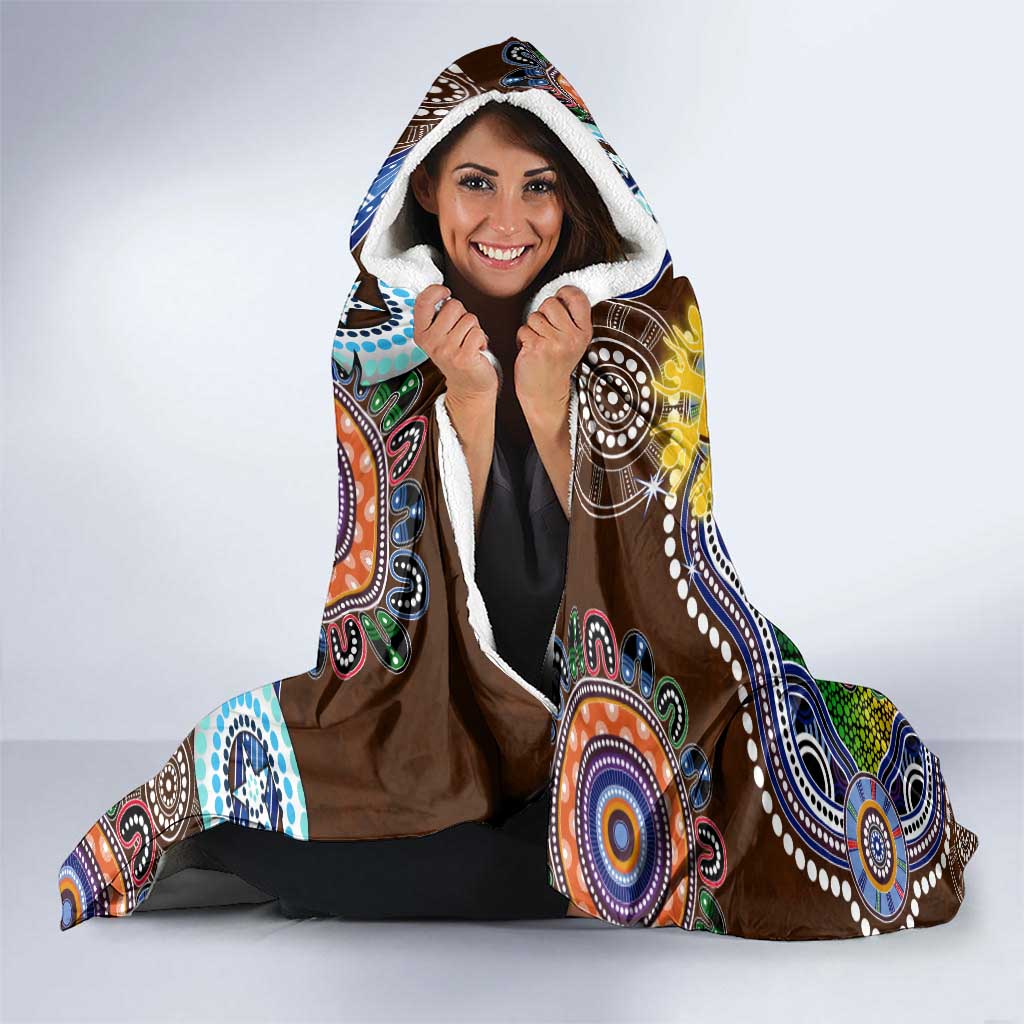 Custom NAIDOC Week 2024 Hawthorn Hawks Hooded Blanket Australia Aboriginal Dot Painting
