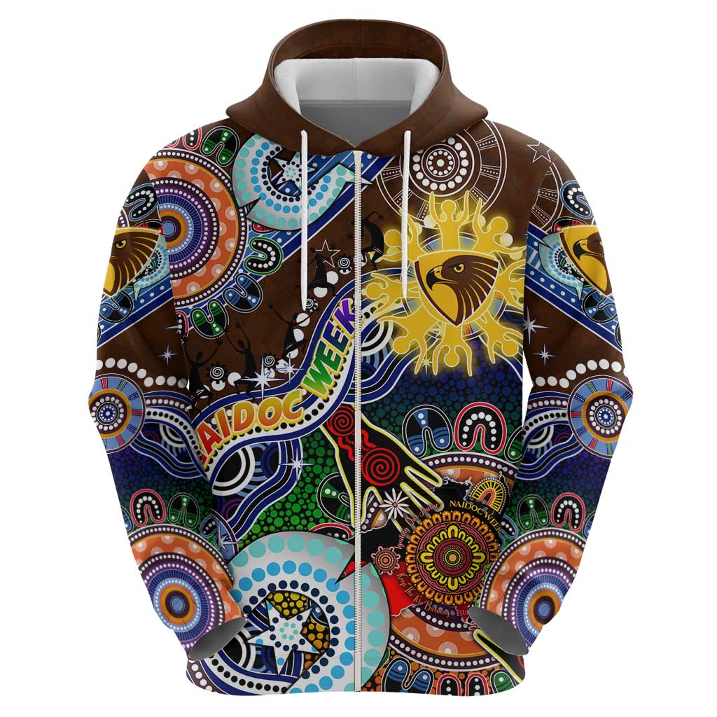 Custom NAIDOC Week 2024 Hawthorn Hawks Hoodie Australia Aboriginal Dot Painting