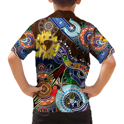 Custom NAIDOC Week 2024 Hawthorn Hawks Kid Hawaiian Shirt Australia Aboriginal Dot Painting