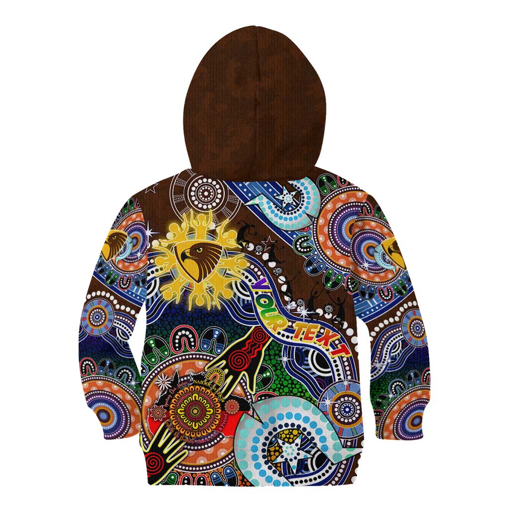 Custom NAIDOC Week 2024 Hawthorn Hawks Kid Hoodie Australia Aboriginal Dot Painting