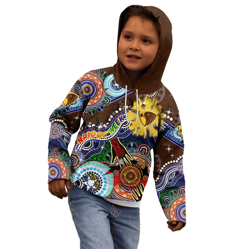 Custom NAIDOC Week 2024 Hawthorn Hawks Kid Hoodie Australia Aboriginal Dot Painting