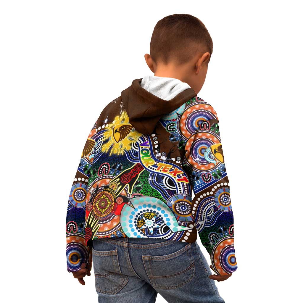 Custom NAIDOC Week 2024 Hawthorn Hawks Kid Hoodie Australia Aboriginal Dot Painting