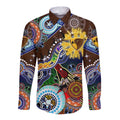 Custom NAIDOC Week 2024 Hawthorn Hawks Long Sleeve Button Shirt Australia Aboriginal Dot Painting