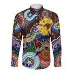 Custom NAIDOC Week 2024 Hawthorn Hawks Long Sleeve Button Shirt Australia Aboriginal Dot Painting