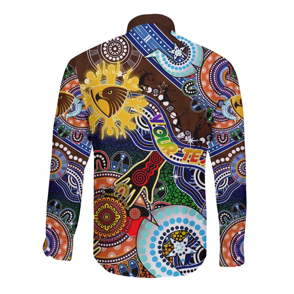 Custom NAIDOC Week 2024 Hawthorn Hawks Long Sleeve Button Shirt Australia Aboriginal Dot Painting