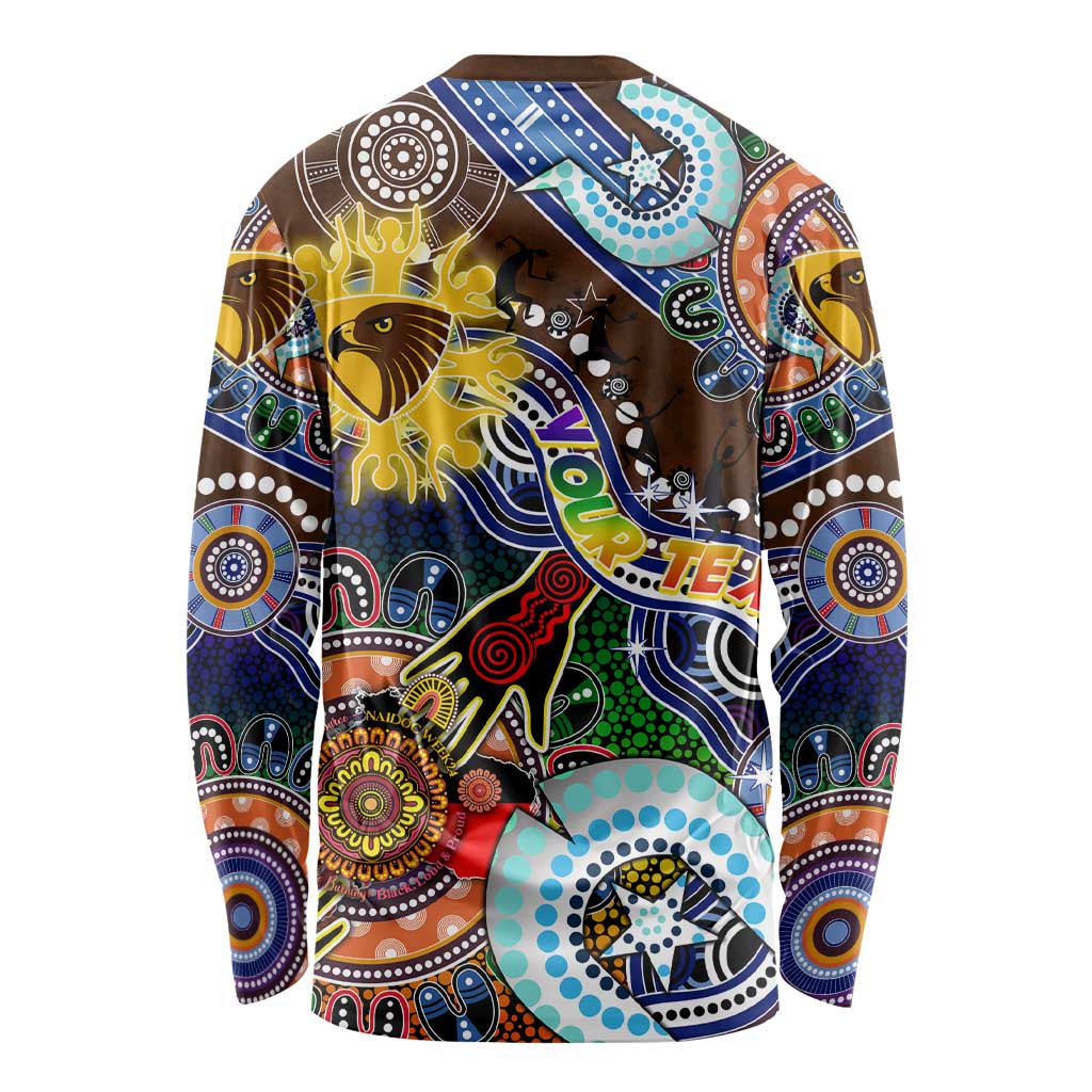 Custom NAIDOC Week 2024 Hawthorn Hawks Long Sleeve Shirt Australia Aboriginal Dot Painting