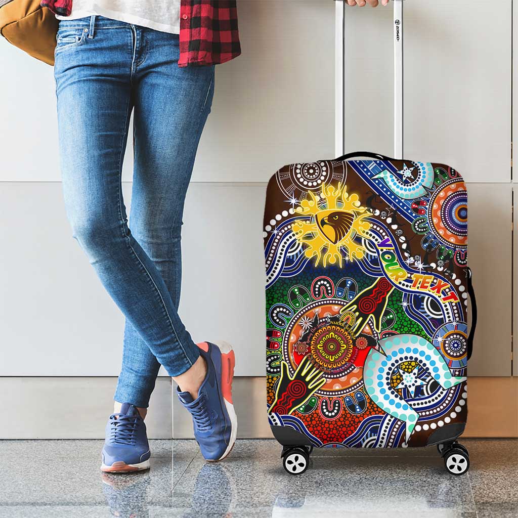 Custom NAIDOC Week 2024 Hawthorn Hawks Luggage Cover Australia Aboriginal Dot Painting