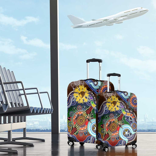 Custom NAIDOC Week 2024 Hawthorn Hawks Luggage Cover Australia Aboriginal Dot Painting