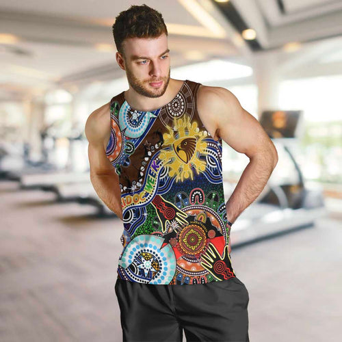 Custom NAIDOC Week 2024 Hawthorn Hawks Men Tank Top Australia Aboriginal Dot Painting