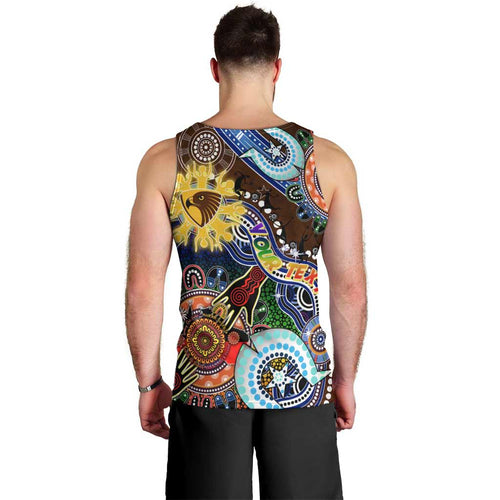 Custom NAIDOC Week 2024 Hawthorn Hawks Men Tank Top Australia Aboriginal Dot Painting