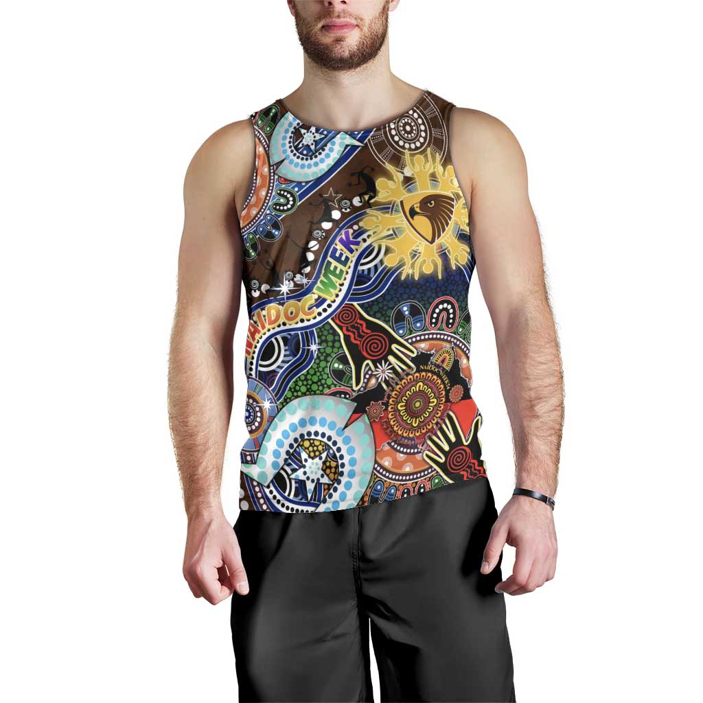 Custom NAIDOC Week 2024 Hawthorn Hawks Men Tank Top Australia Aboriginal Dot Painting