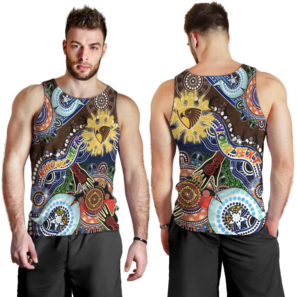 Custom NAIDOC Week 2024 Hawthorn Hawks Men Tank Top Australia Aboriginal Dot Painting
