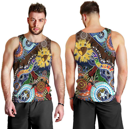 Custom NAIDOC Week 2024 Hawthorn Hawks Men Tank Top Australia Aboriginal Dot Painting