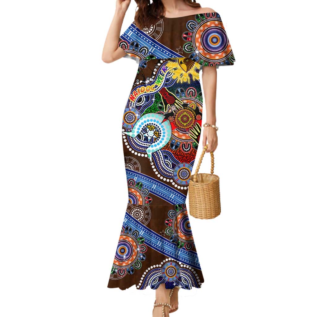 Custom NAIDOC Week 2024 Hawthorn Hawks Mermaid Dress Australia Aboriginal Dot Painting