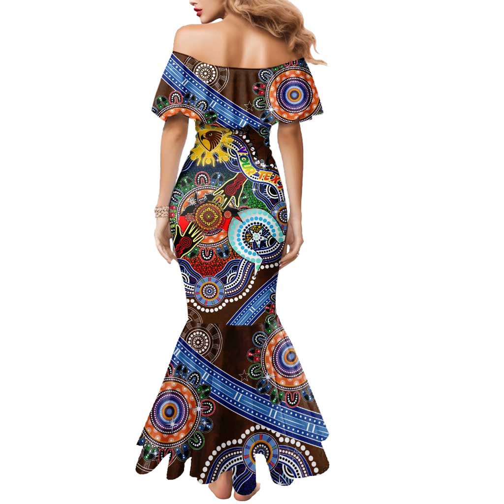 Custom NAIDOC Week 2024 Hawthorn Hawks Mermaid Dress Australia Aboriginal Dot Painting