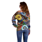 Custom NAIDOC Week 2024 Hawthorn Hawks Off Shoulder Sweater Australia Aboriginal Dot Painting