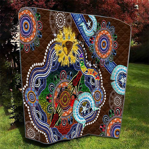 Custom NAIDOC Week 2024 Hawthorn Hawks Quilt Australia Aboriginal Dot Painting