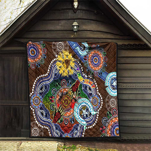 Custom NAIDOC Week 2024 Hawthorn Hawks Quilt Australia Aboriginal Dot Painting