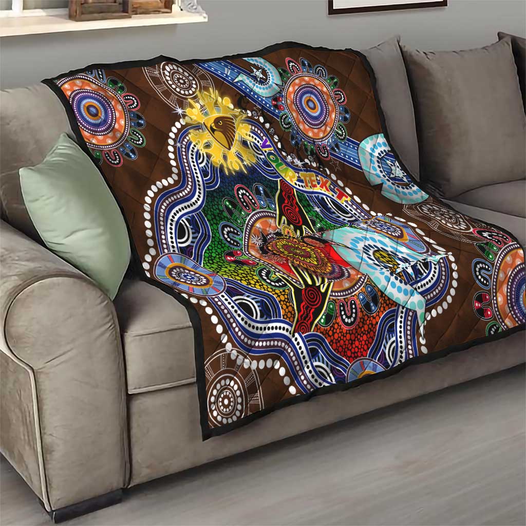 Custom NAIDOC Week 2024 Hawthorn Hawks Quilt Australia Aboriginal Dot Painting