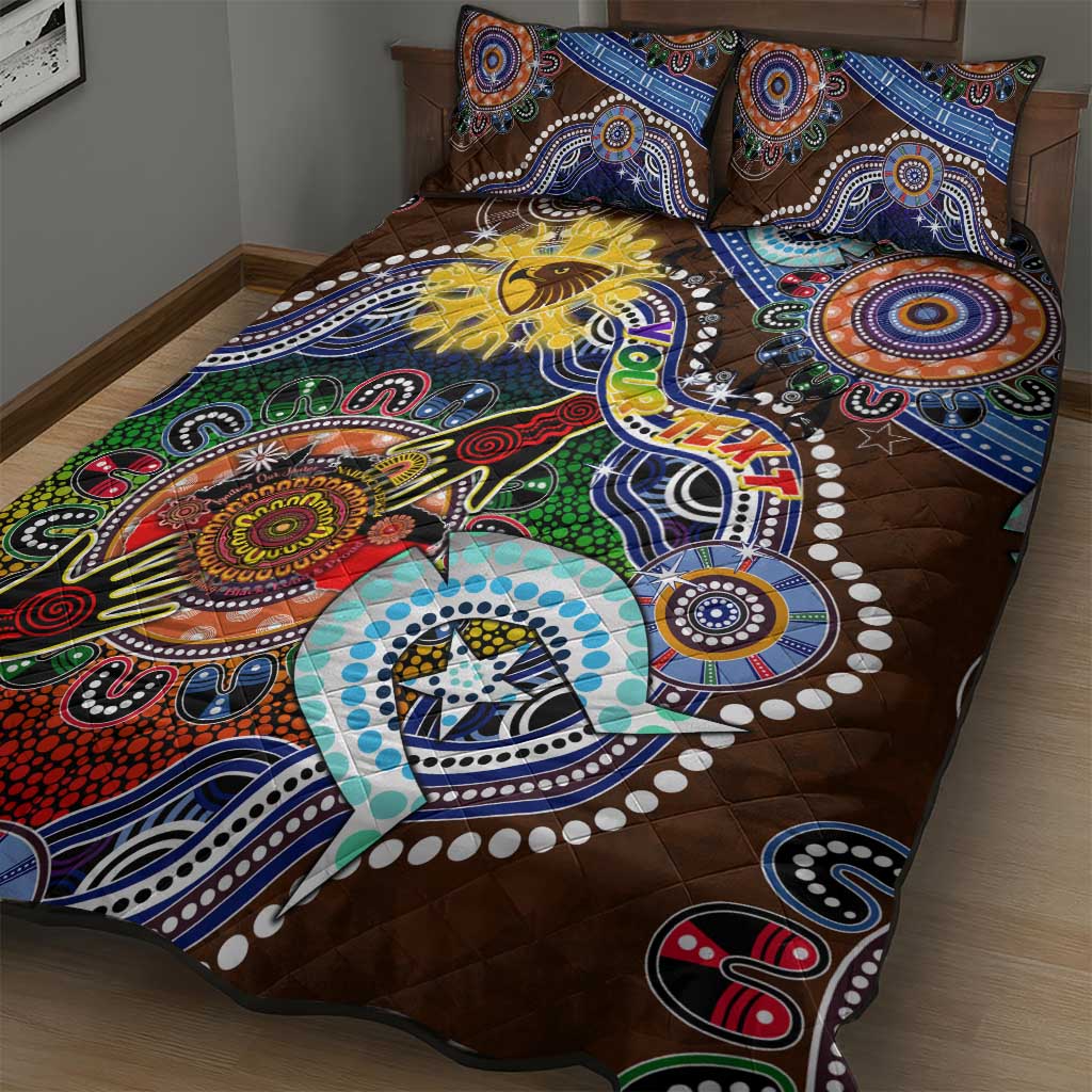 Custom NAIDOC Week 2024 Hawthorn Hawks Quilt Bed Set Australia Aboriginal Dot Painting