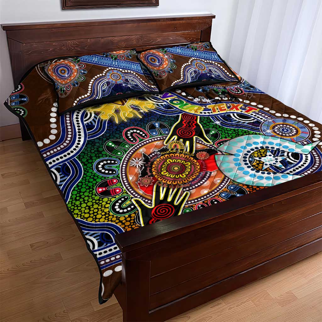 Custom NAIDOC Week 2024 Hawthorn Hawks Quilt Bed Set Australia Aboriginal Dot Painting