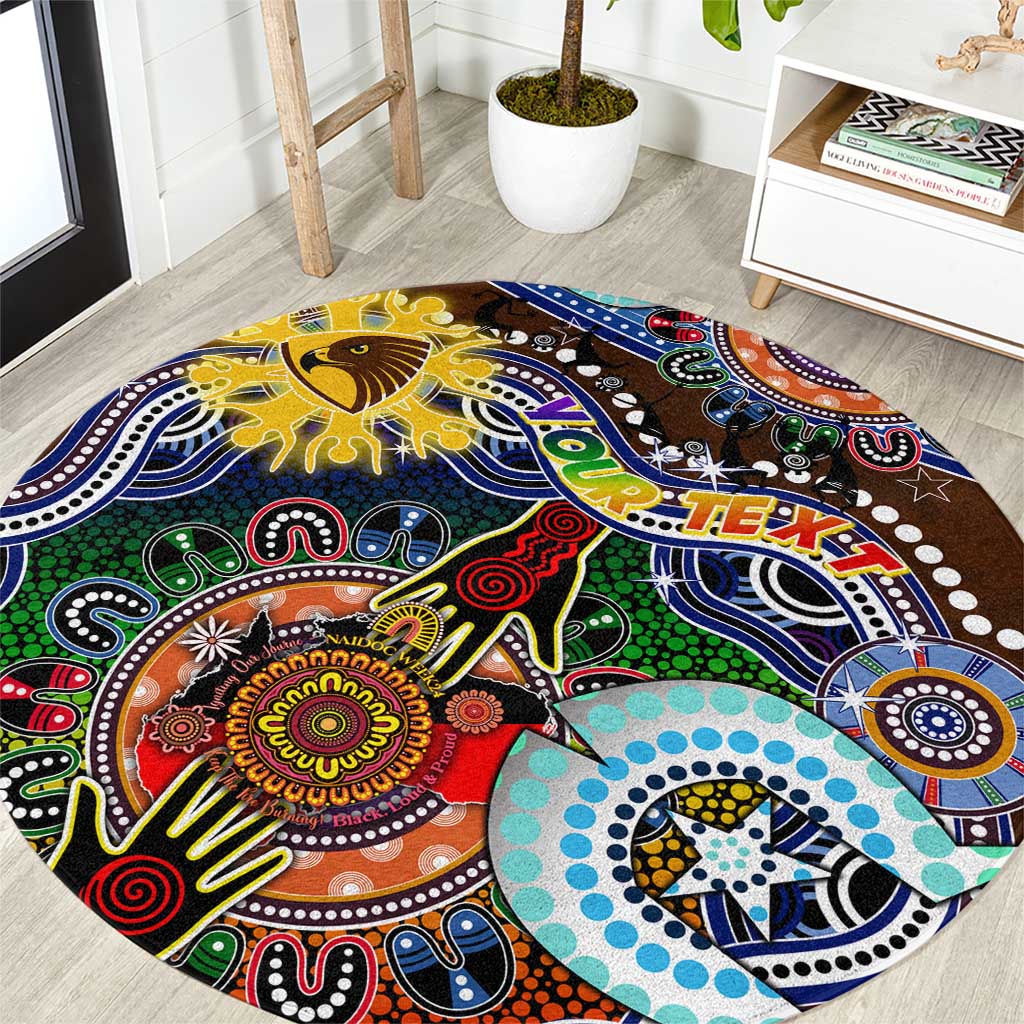 Custom NAIDOC Week 2024 Hawthorn Hawks Round Carpet Australia Aboriginal Dot Painting