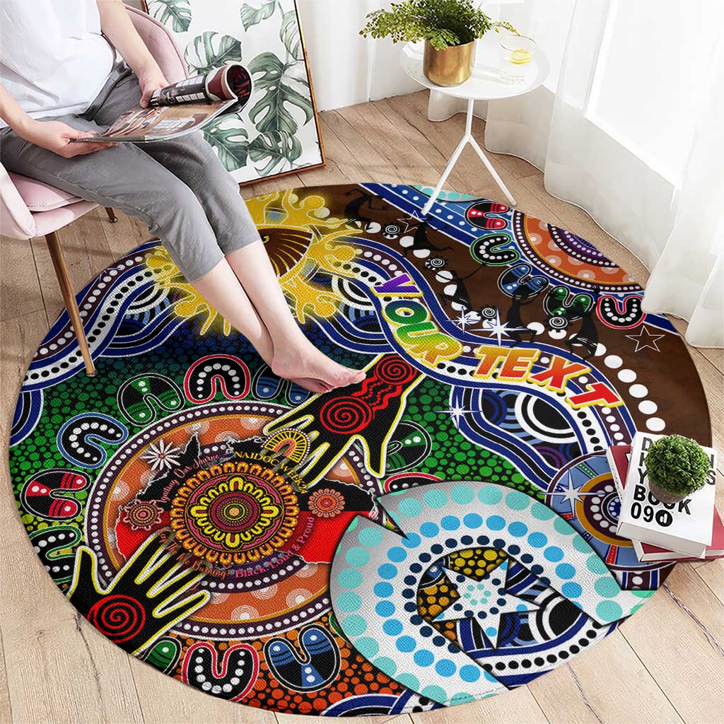 Custom NAIDOC Week 2024 Hawthorn Hawks Round Carpet Australia Aboriginal Dot Painting