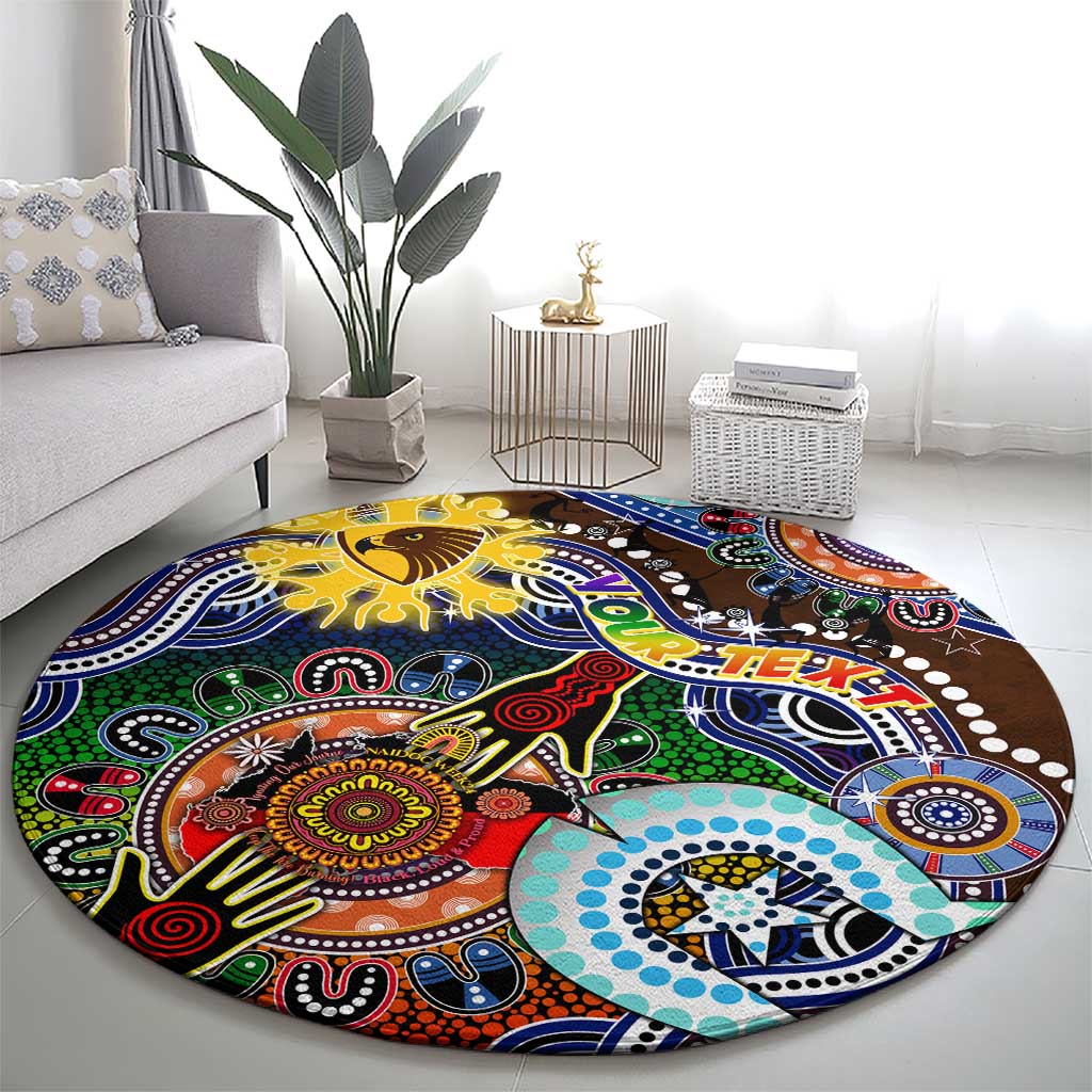 Custom NAIDOC Week 2024 Hawthorn Hawks Round Carpet Australia Aboriginal Dot Painting