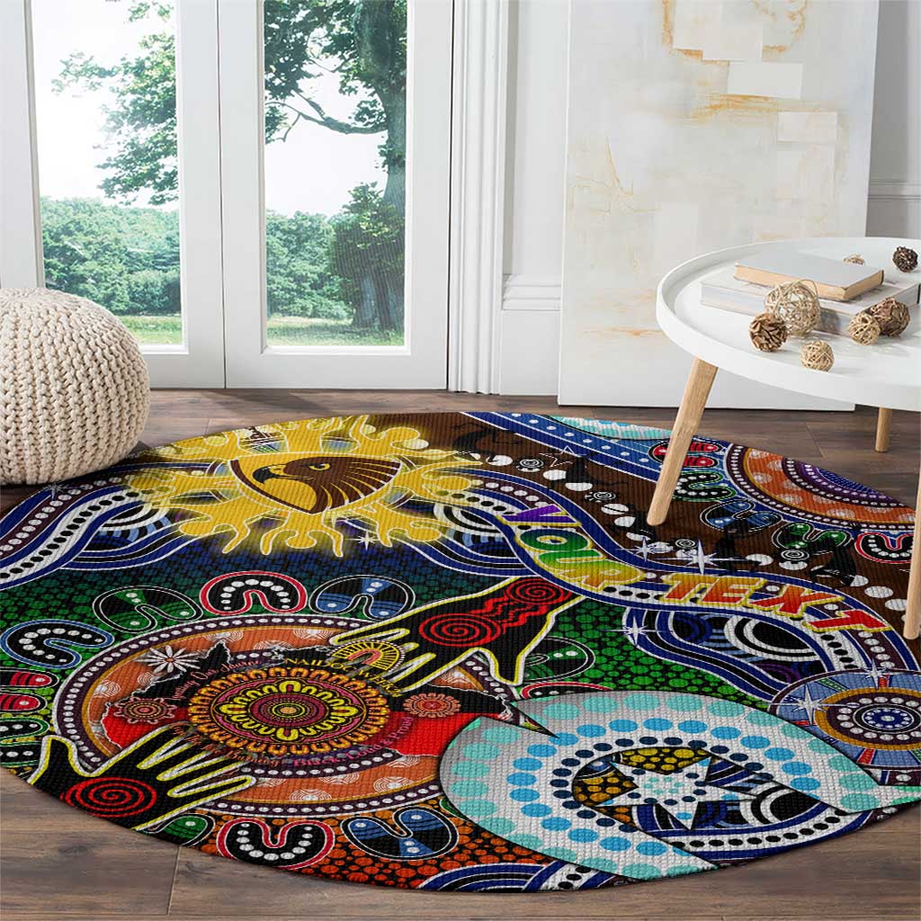 Custom NAIDOC Week 2024 Hawthorn Hawks Round Carpet Australia Aboriginal Dot Painting
