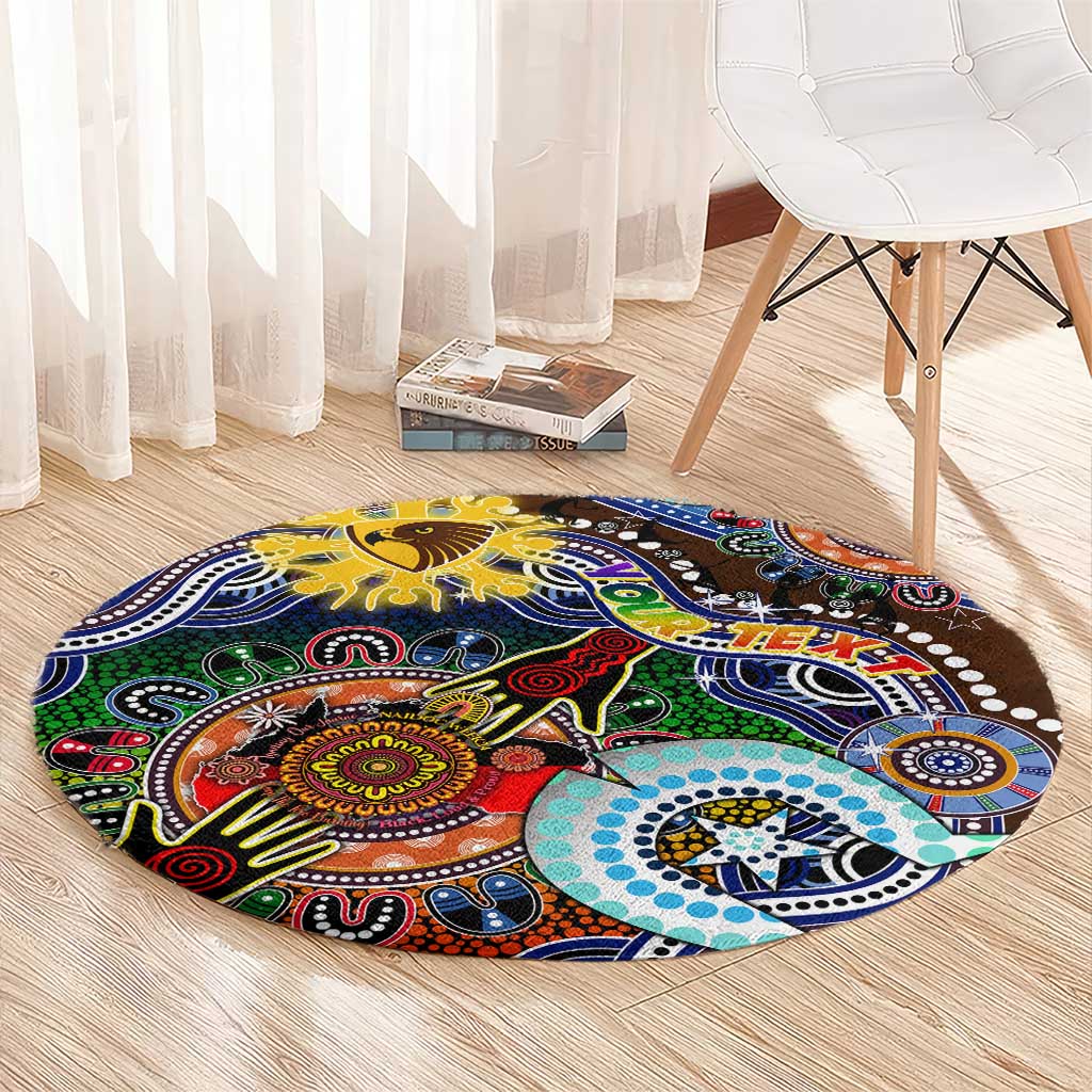 Custom NAIDOC Week 2024 Hawthorn Hawks Round Carpet Australia Aboriginal Dot Painting