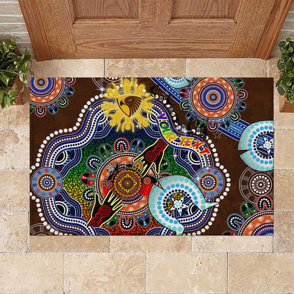 Custom NAIDOC Week 2024 Hawthorn Hawks Rubber Doormat Australia Aboriginal Dot Painting
