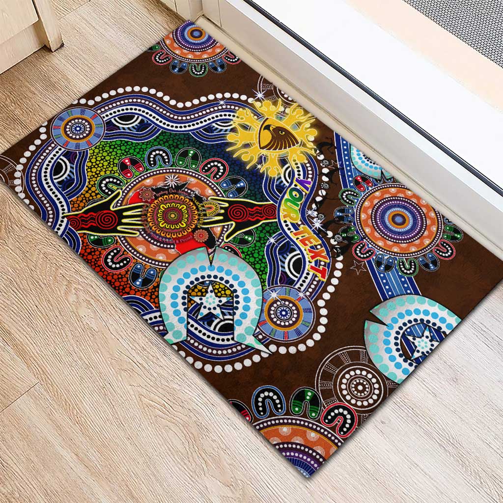Custom NAIDOC Week 2024 Hawthorn Hawks Rubber Doormat Australia Aboriginal Dot Painting