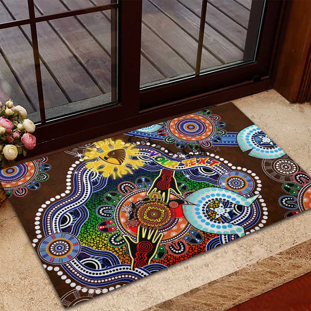 Custom NAIDOC Week 2024 Hawthorn Hawks Rubber Doormat Australia Aboriginal Dot Painting