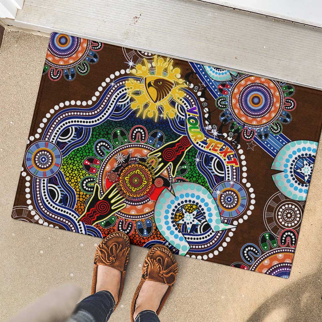 Custom NAIDOC Week 2024 Hawthorn Hawks Rubber Doormat Australia Aboriginal Dot Painting