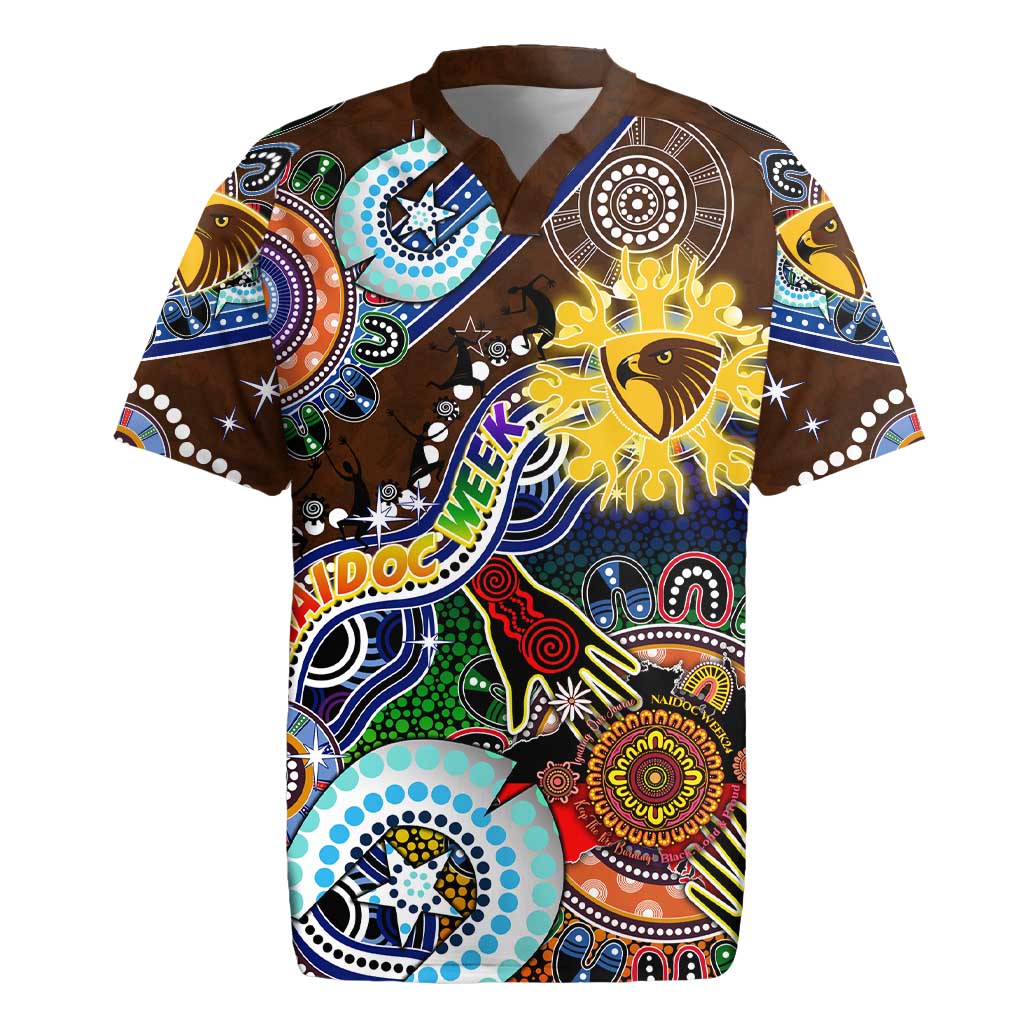 Custom NAIDOC Week 2024 Hawthorn Hawks Rugby Jersey Australia Aboriginal Dot Painting