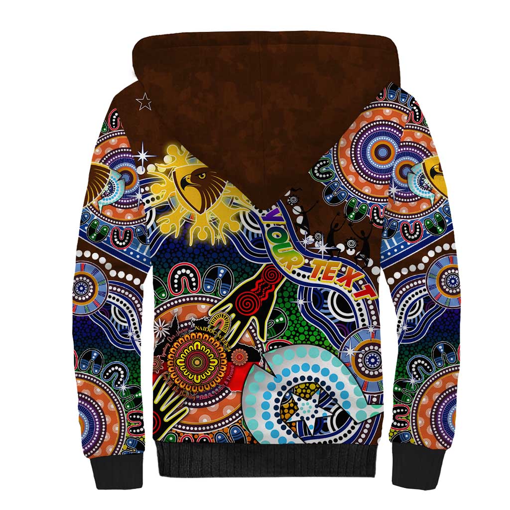 Custom NAIDOC Week 2024 Hawthorn Hawks Sherpa Hoodie Australia Aboriginal Dot Painting