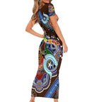 Custom NAIDOC Week 2024 Hawthorn Hawks Short Sleeve Bodycon Dress Australia Aboriginal Dot Painting