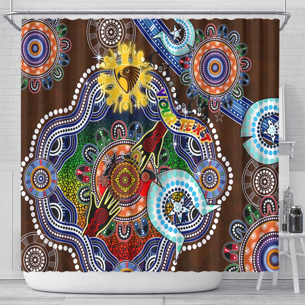 Custom NAIDOC Week 2024 Hawthorn Hawks Shower Curtain Australia Aboriginal Dot Painting