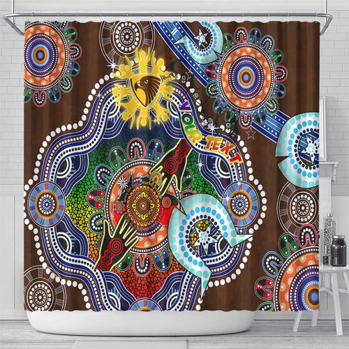 Custom NAIDOC Week 2024 Hawthorn Hawks Shower Curtain Australia Aboriginal Dot Painting
