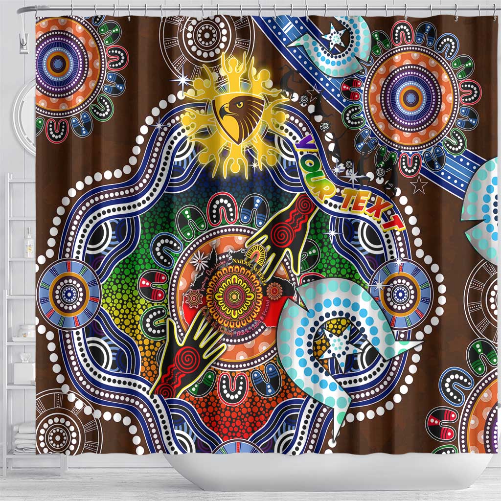Custom NAIDOC Week 2024 Hawthorn Hawks Shower Curtain Australia Aboriginal Dot Painting