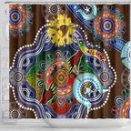Custom NAIDOC Week 2024 Hawthorn Hawks Shower Curtain Australia Aboriginal Dot Painting