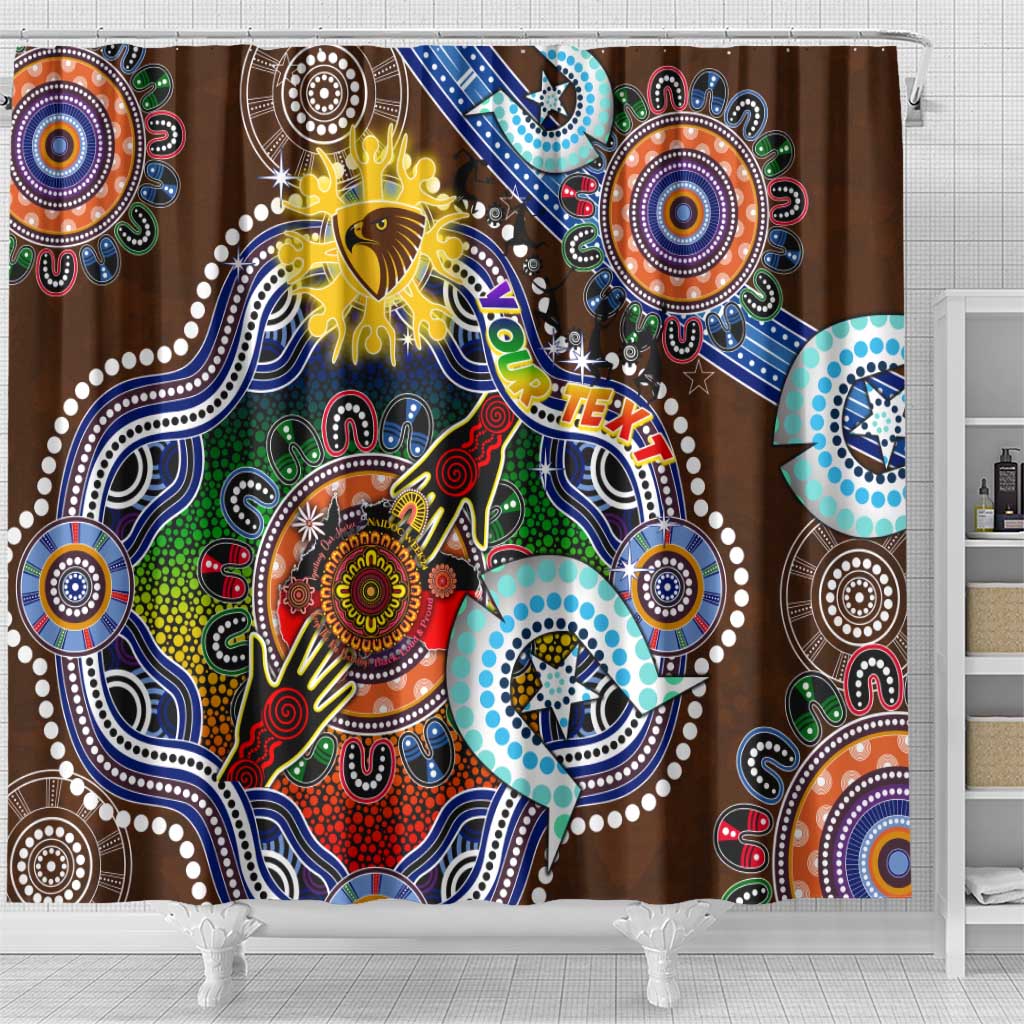 Custom NAIDOC Week 2024 Hawthorn Hawks Shower Curtain Australia Aboriginal Dot Painting