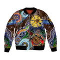 Custom NAIDOC Week 2024 Hawthorn Hawks Sleeve Zip Bomber Jacket Australia Aboriginal Dot Painting