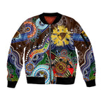 Custom NAIDOC Week 2024 Hawthorn Hawks Sleeve Zip Bomber Jacket Australia Aboriginal Dot Painting