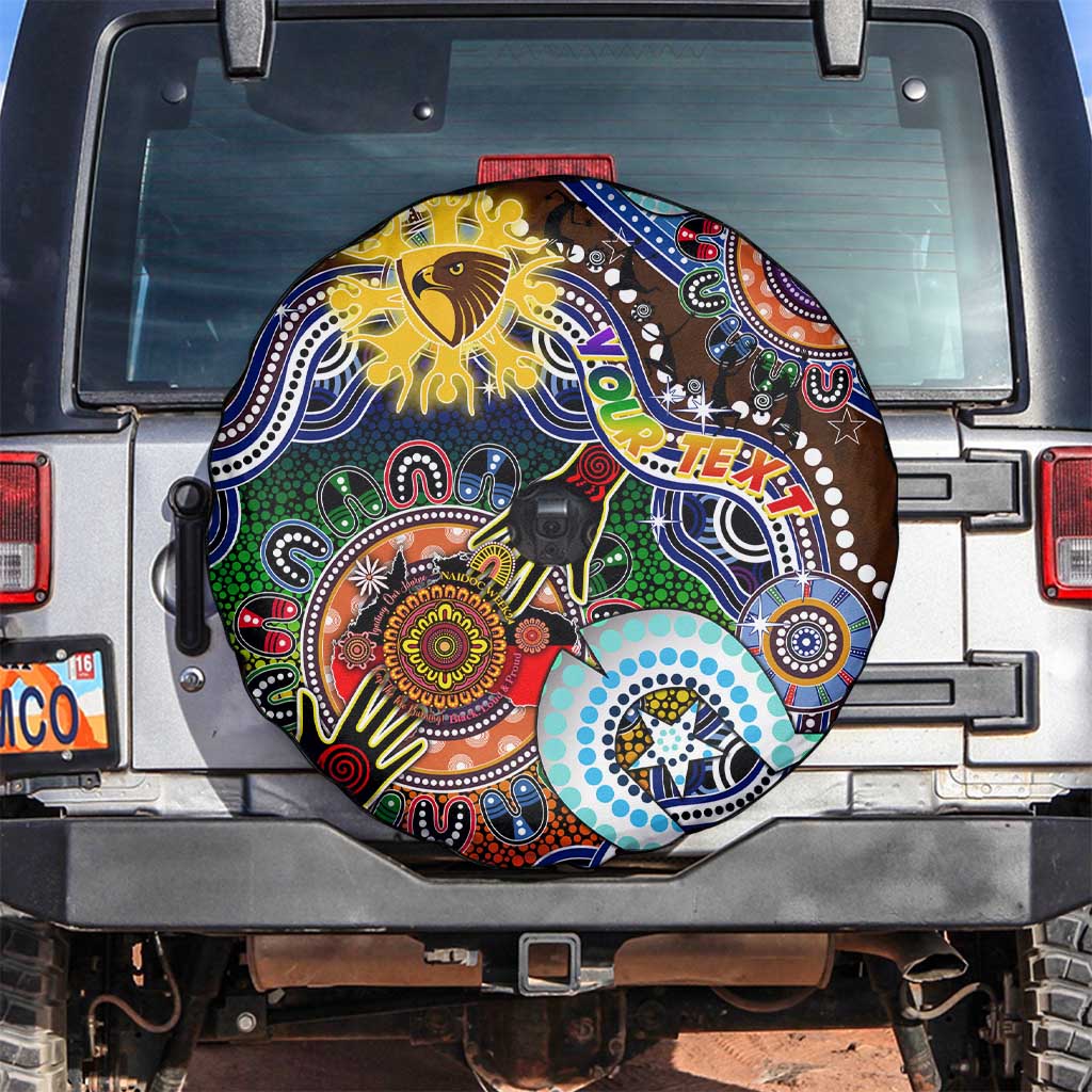 Custom NAIDOC Week 2024 Hawthorn Hawks Spare Tire Cover Australia Aboriginal Dot Painting