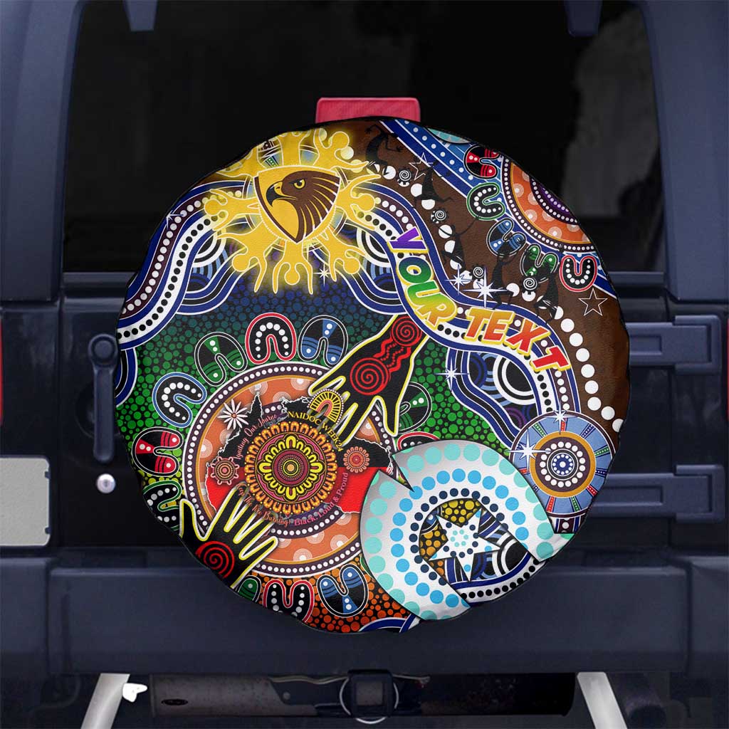 Custom NAIDOC Week 2024 Hawthorn Hawks Spare Tire Cover Australia Aboriginal Dot Painting