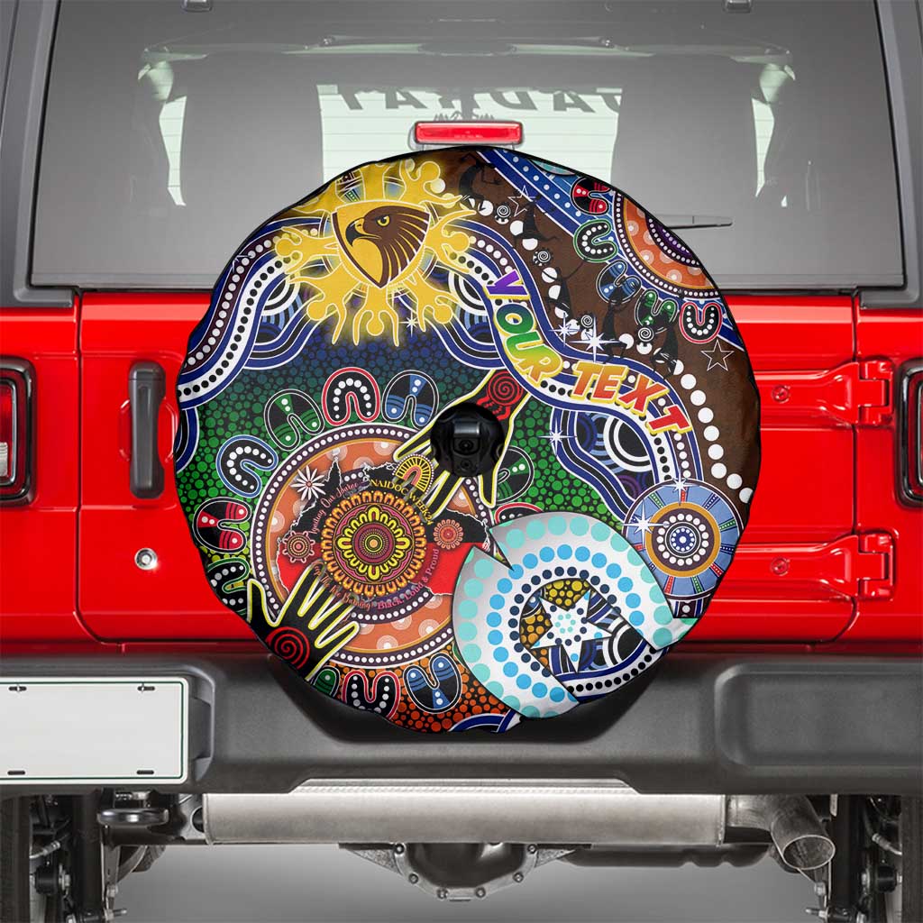 Custom NAIDOC Week 2024 Hawthorn Hawks Spare Tire Cover Australia Aboriginal Dot Painting