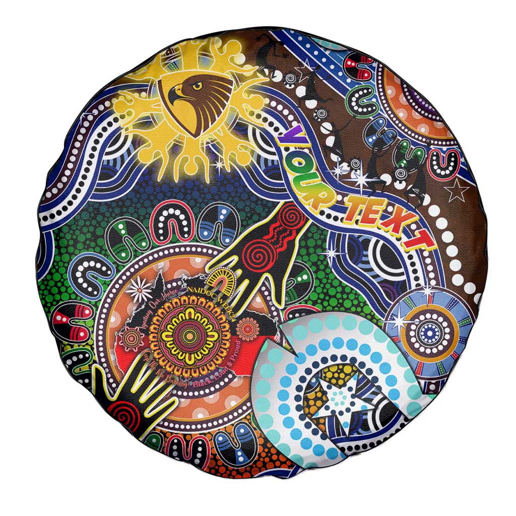 Custom NAIDOC Week 2024 Hawthorn Hawks Spare Tire Cover Australia Aboriginal Dot Painting