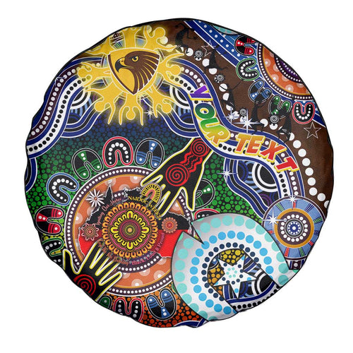 Custom NAIDOC Week 2024 Hawthorn Hawks Spare Tire Cover Australia Aboriginal Dot Painting